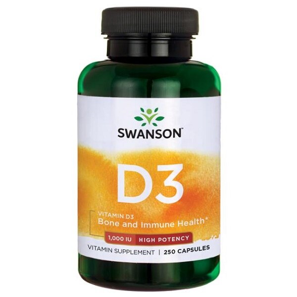 Supliment alimentar, Vitamina D3 1000 UI, Swanson High Potency Vitamin D3 - 250 capsule