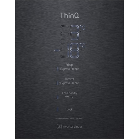 Combina frigorifica LG GBB92MCACP, 384 l, No Frost, Smart Diagnosis, Wi-Fi, Clasa C, H 203 cm, Negru