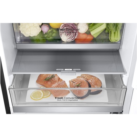 Combina frigorifica LG GBB92MCACP, 384 l, Clasa A+++, No Frost, Smart Diagnosis, Wi-Fi, H 203 cm, Negru