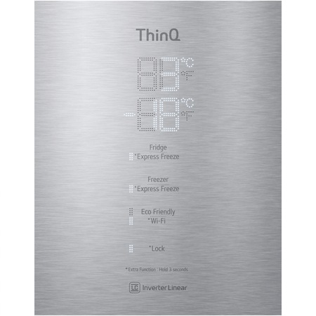 Combina frigorifica LG GBB92STACP, 384 l, No Frost, Smart Diagnosis, Wi-Fi, Clasa C, H 203 cm, Argintiu