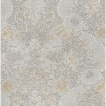 Tapet floral gri cu bej, 10.05 m x 0.53 m Tapet floral gri cu bej, 10.05 m x 0.53 m