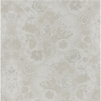 Tapet floral pe nuante de gri, bej si alb, 10.05 m x 0.53 m Tapet floral pe nuante de gri, bej si alb, 10.05 m x 0.53 m