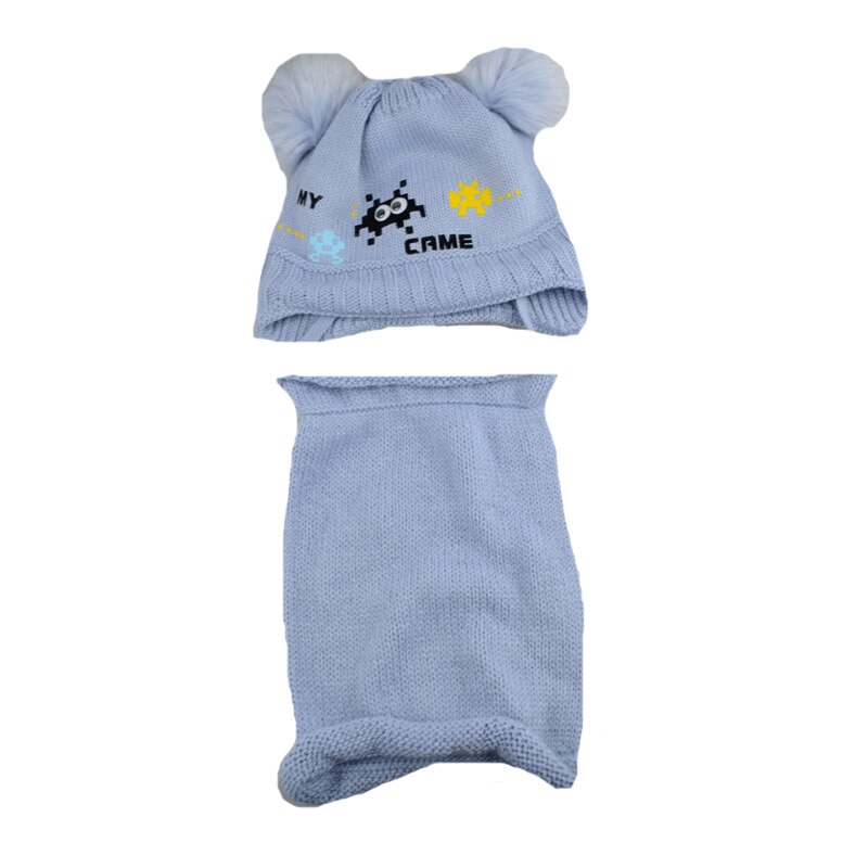 Set 2 piese caciula si fular pentru baieti Mini Junior CL-3, Albastru, 44-48