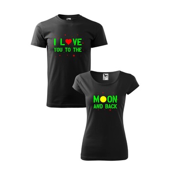 Set 2 tricouri El & Ea I love you to the moon and back, Malfini, Negru,M Set 2 tricouri El & Ea I love you to the moon and back, Malfini, Negru,M