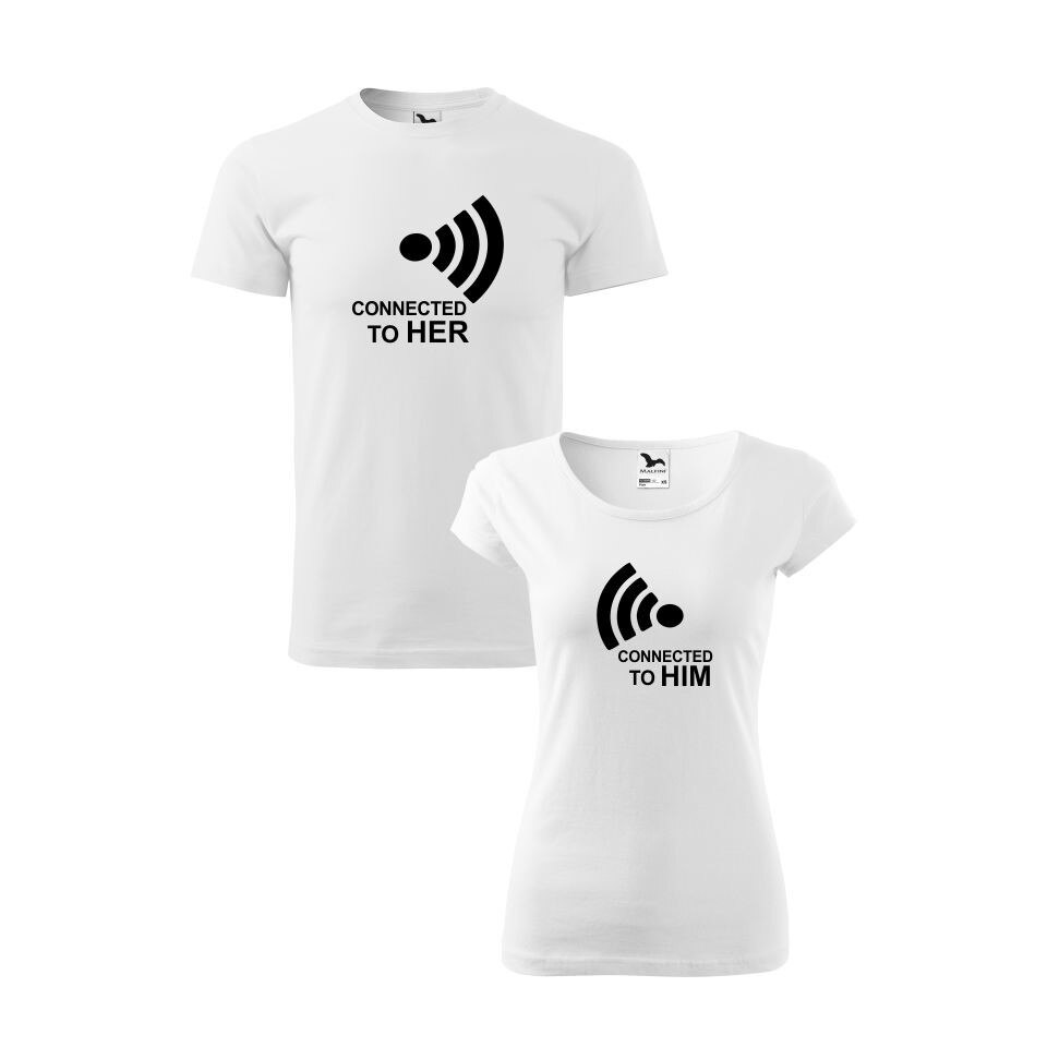 Set 2 tricouri El & Ea, Connected, Malfini, Alb,S