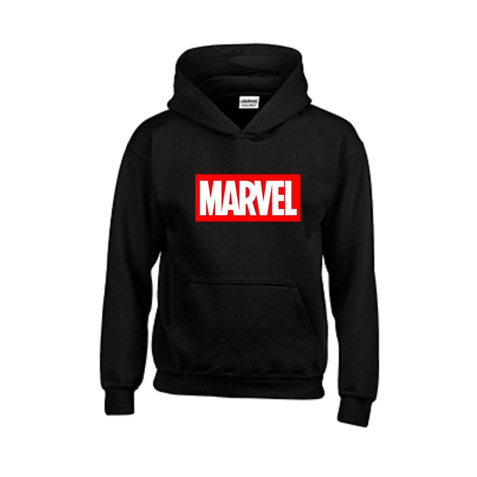 Hanorac copii personalizat, Marvel, Gildan, Negru