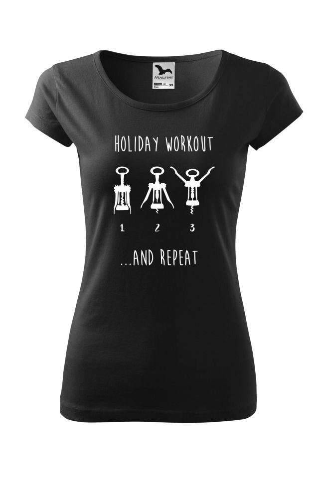 Tricou femei personalizat Workout, Malfini, Negru