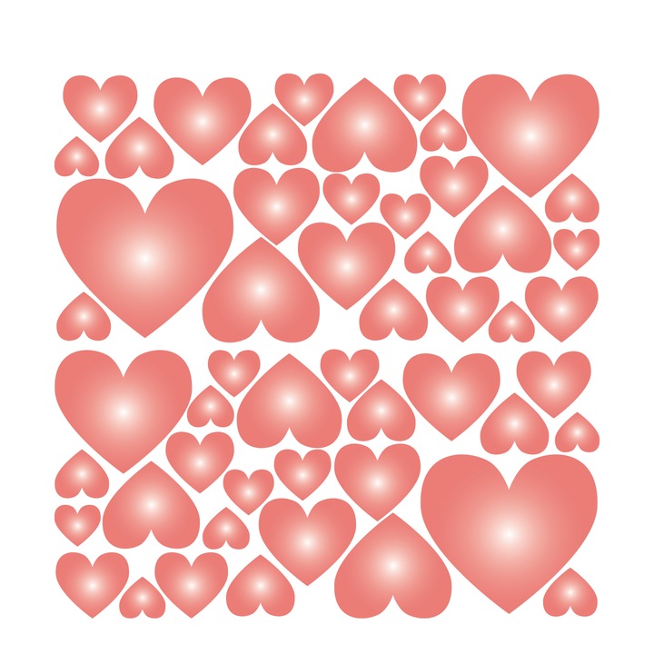 Set stickere decorative perete, Stickermania, Inimioare1, 60x60 cm