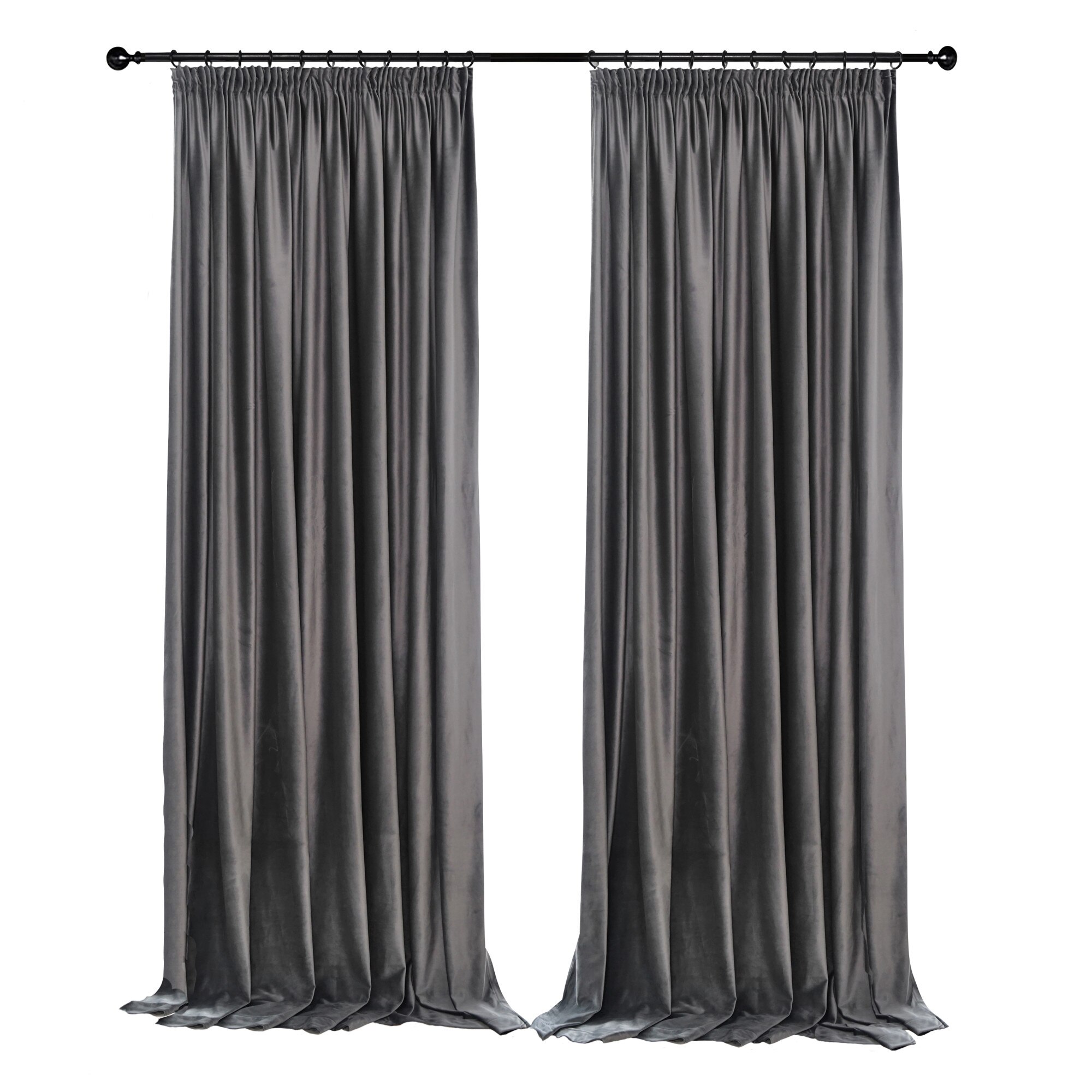 Set doua draperii Catifea Gri 2x150x260 cm, cu rejansa