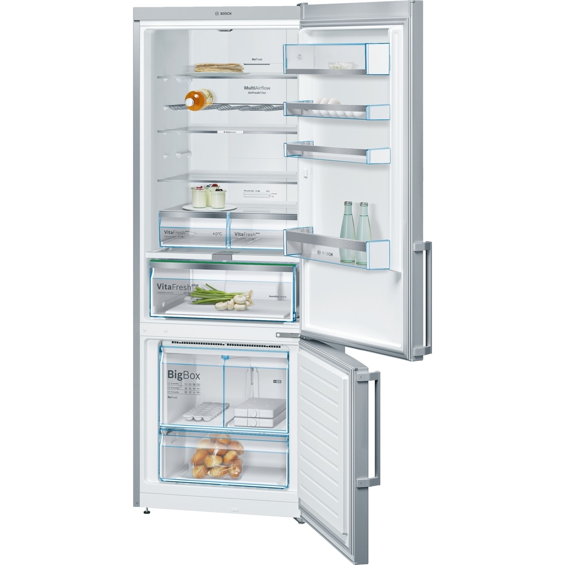 combina frigorifica bosch kgn56ai30 505 l clasa a no frost vitafresh iluminare led wifi ready h 193 cm inox