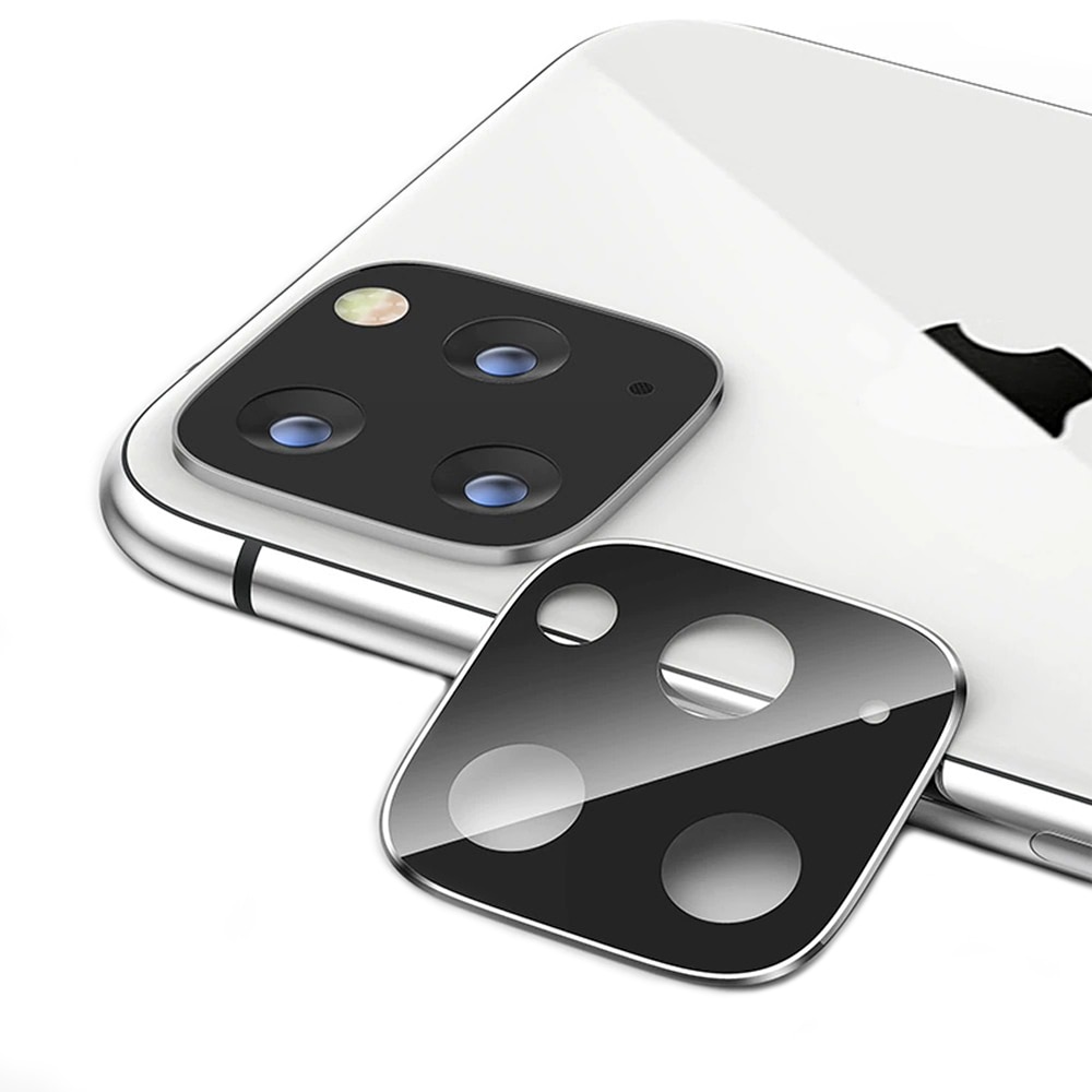 Protectie camera Full Cover Tempered Glass cu rama metalica Silver, compatibila cu iPhone 11 Pro/11 Pro Max