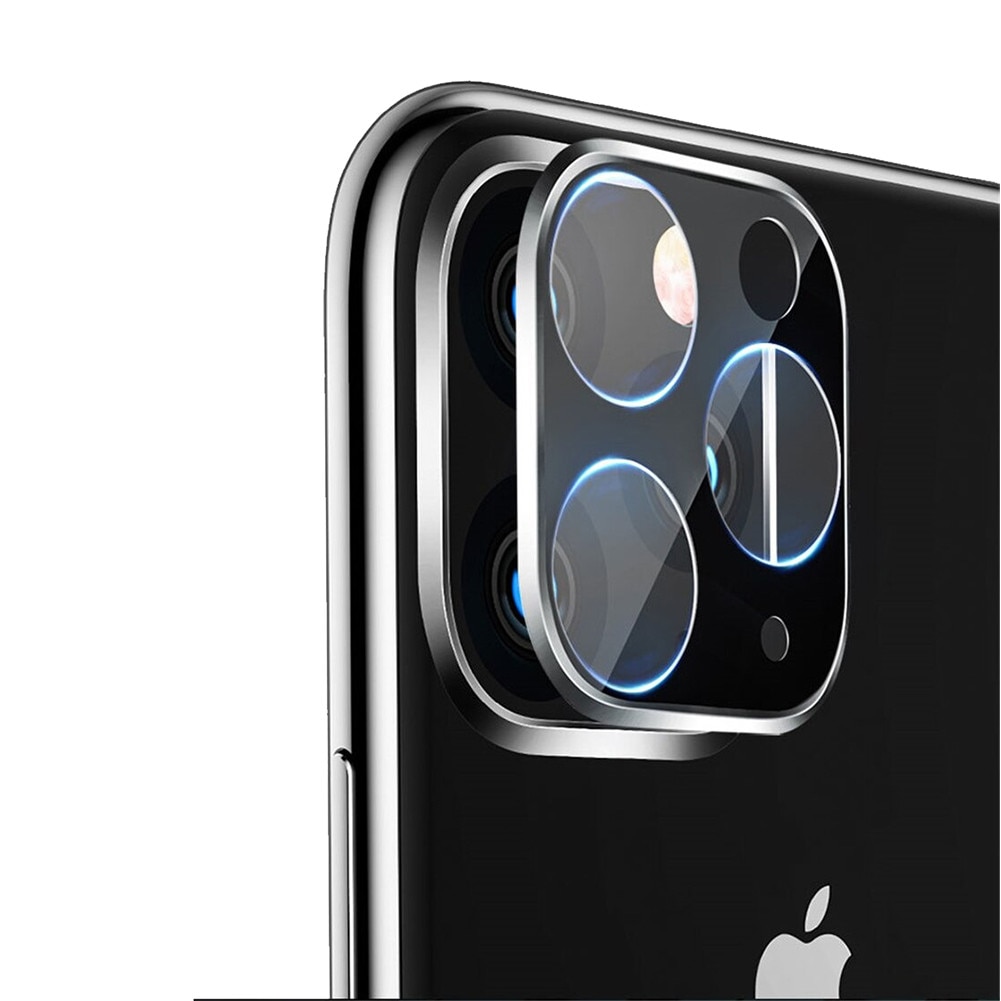 Protectie camera Full Cover Tempered Glass cu rama metalica Silver, compatibila cu iPhone 11 Pro/11 Pro Max