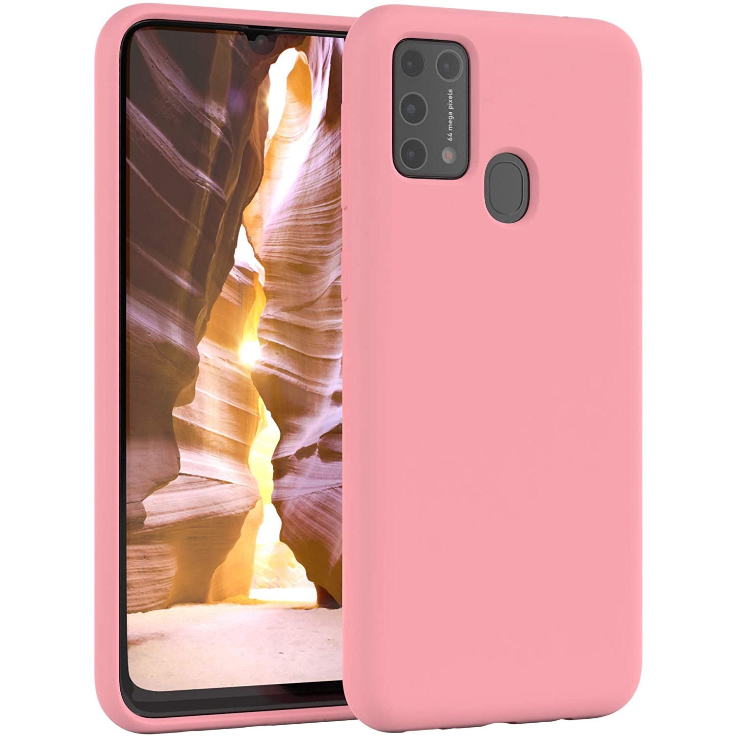 Husa compatibila cu Samsung Galaxy A21s, ultra slim, silicon Roz deschis, cu interior de catifea, protectie camera