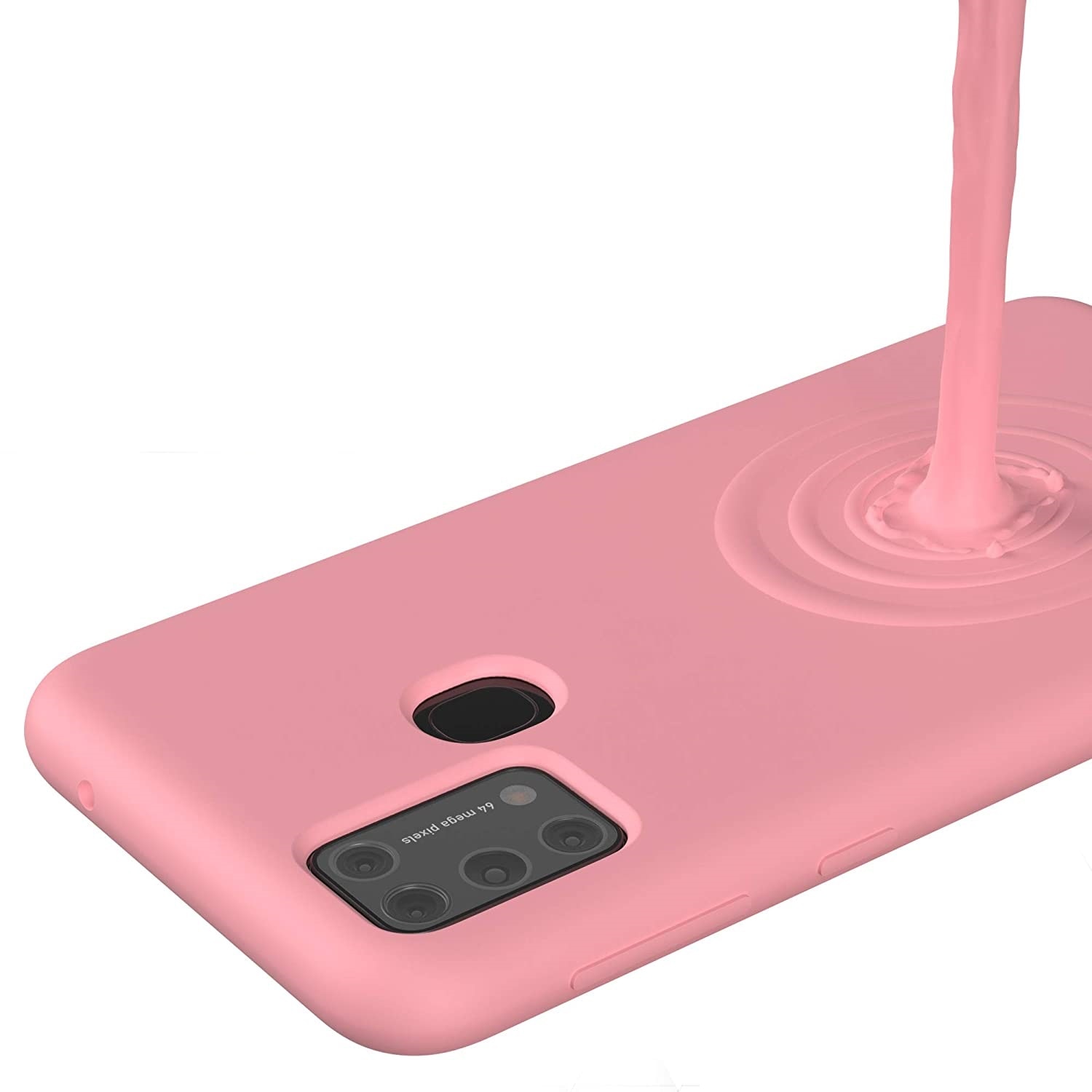 Husa compatibila cu Samsung Galaxy A21s, ultra slim, silicon Roz deschis, cu interior de catifea, protectie camera