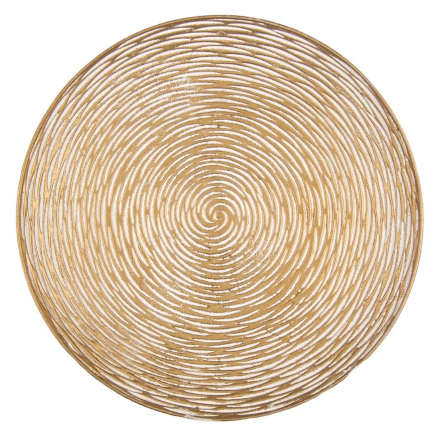Platou decorativ, Zola®, rotund, cu model auriu, dimeniune 29 cm