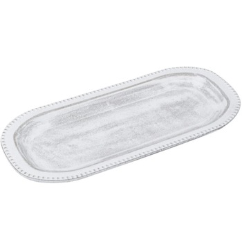 Platou decorativ, Zola, din lemn, oval, alb 35x15 cm Platou decorativ, Zola, din lemn, oval, alb 35x15 cm