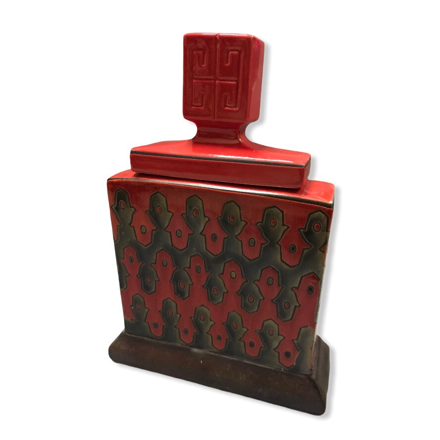 Vas ceramic , cu capac , 29x21x7 cm