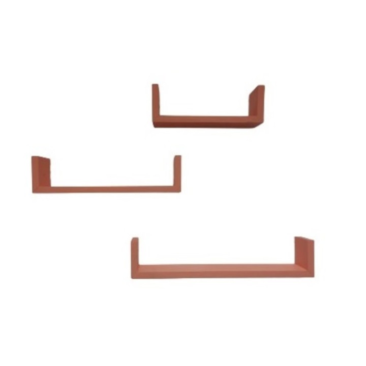 Got Wood Mumbai fali polckészlet, 50x10x9,4 / 40x10x9,4 / 30x10x9,4 cm, korall, 3 db