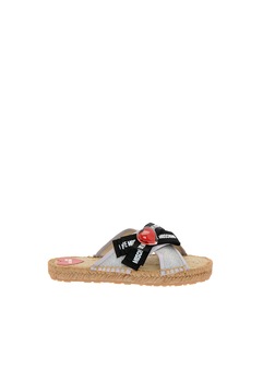 Love Moschino, Papuci tip espadrile cu aplicatie funda Love Moschino, Papuci tip espadrile cu aplicatie funda