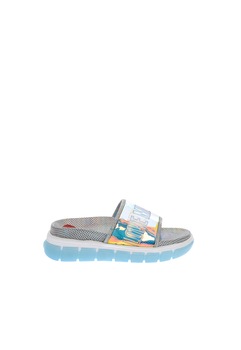 Love Moschino, Papuci cu logo, Gri inchis/Argintiu, 36 Love Moschino, Papuci cu logo, Gri inchis/Argintiu, 36