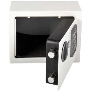 Seif din otel,de culoare alba,cu sistem electronic de inchidere, programabil 3- 8 numere personalizate, sistem mecanic de inchidere Seif din otel,de culoare alba,cu sistem electronic de inchidere, programabil 3- 8 numere personalizate, sistem mecanic de inchidere
