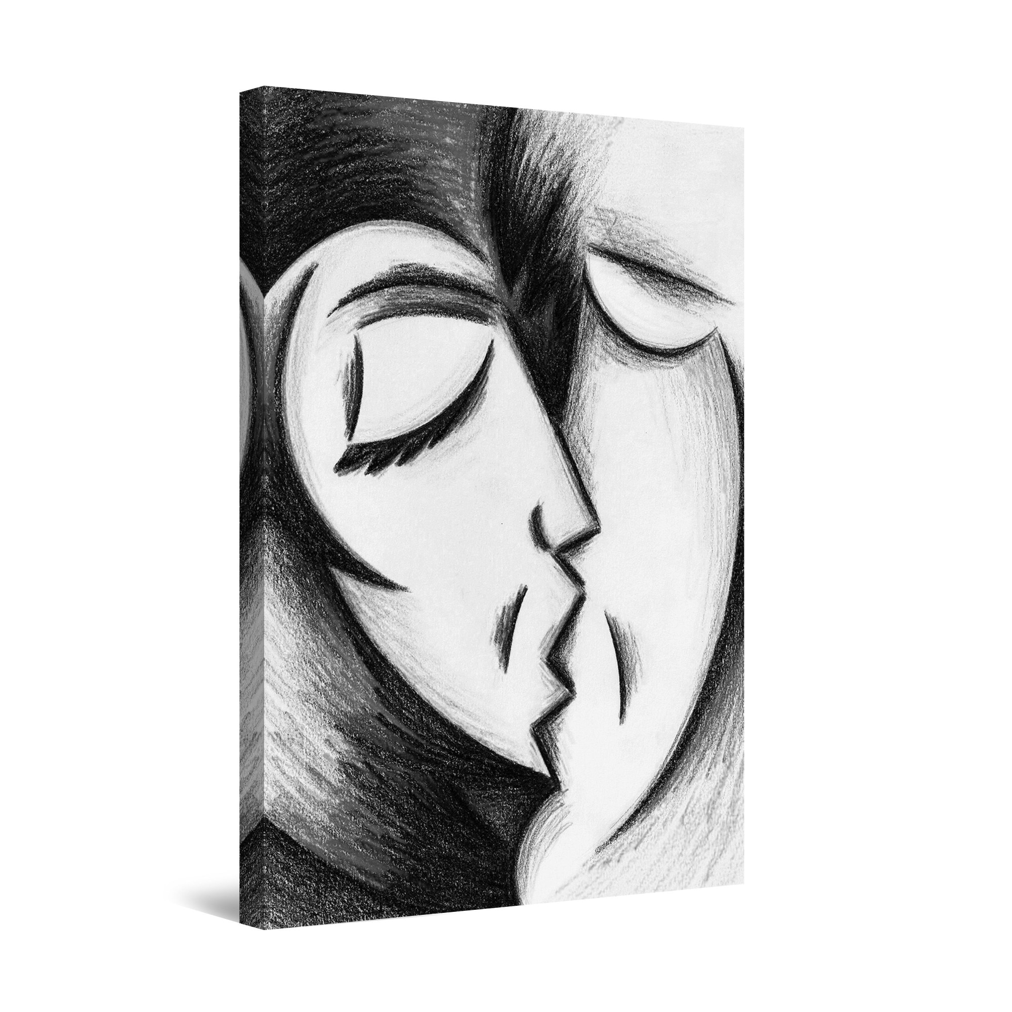 Tablou DualView Startonight Sarut in Alb Negru, luminos in intuneric, 60 cm x 40 cm