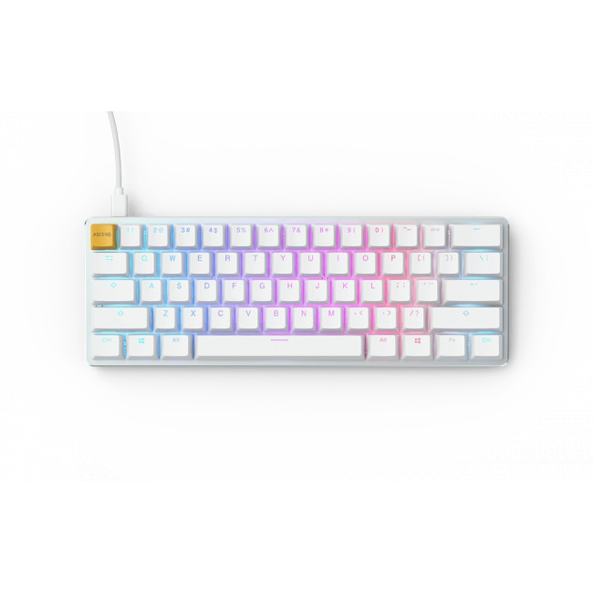 Tastatura mecanica Glorious White Ice GMMK RGB Compact, Gateron Brown US Layout
