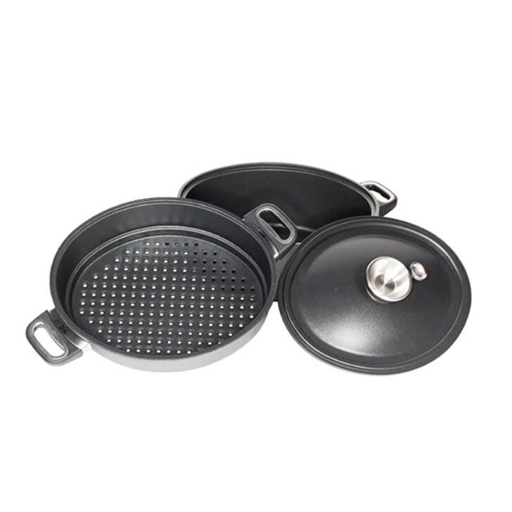 Oala AMT, 24 cm, Antiaderenta, Aluminiu, Negru