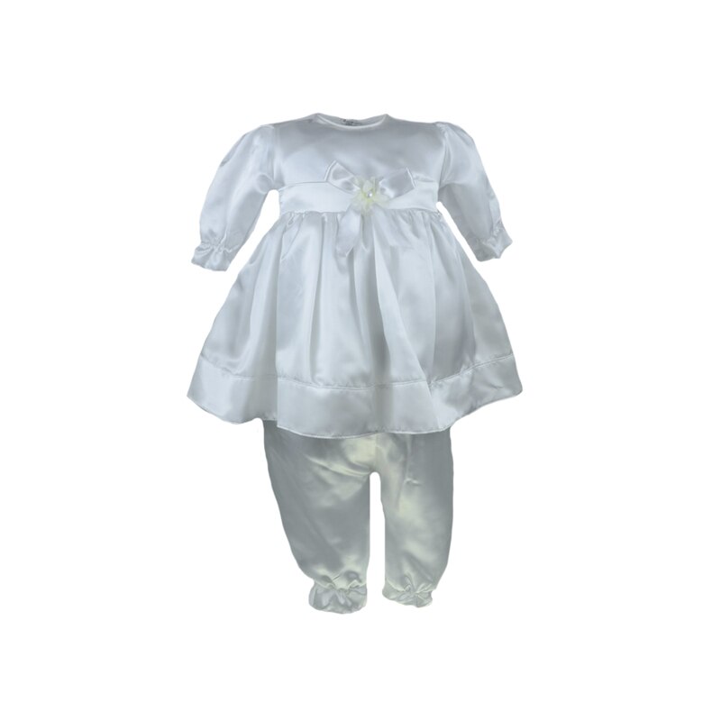 Set 2 piese rochita si pantaloni Mini Junior CA52427AB, Alb, 3 luni