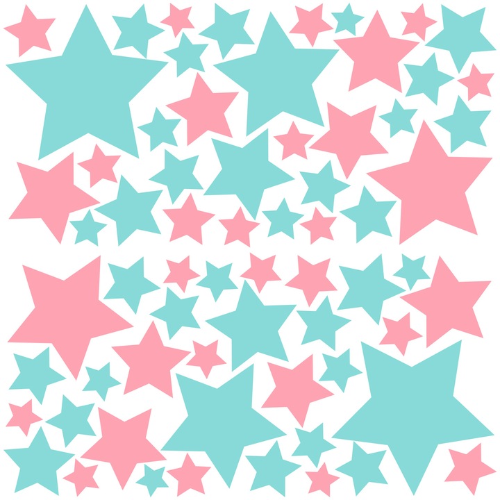 Set stickere decorative perete, Stickermania, Stelute 7, 60x60 cm