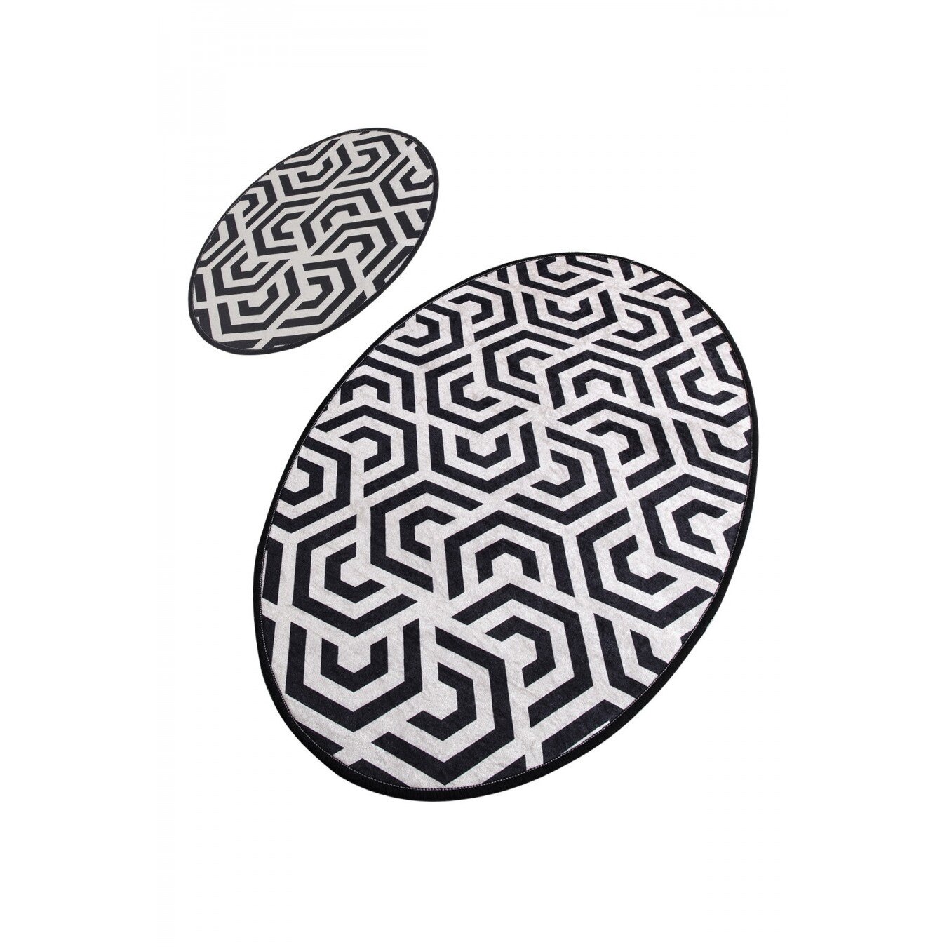 Set 2 covorase baie ovale 60x100cm, 50x60 cm, Alessia Home, Line DJT