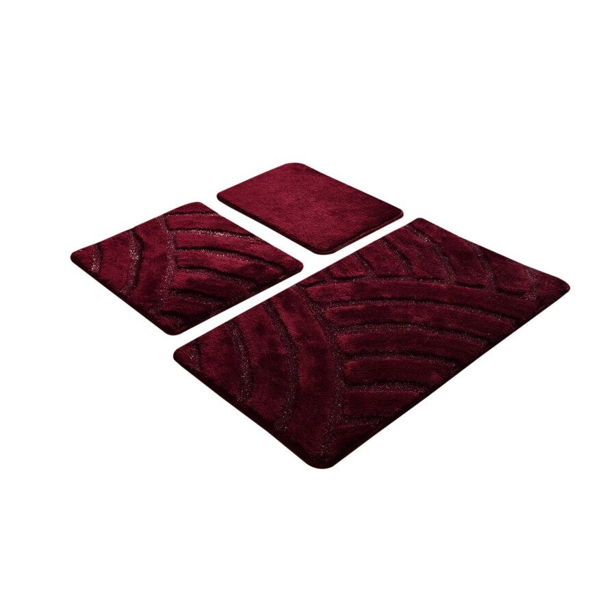 Set 3 covorase baie acril 60x100cm, 50x60 cm, 40x60 cm, Alessia Home, Alya - Cherry