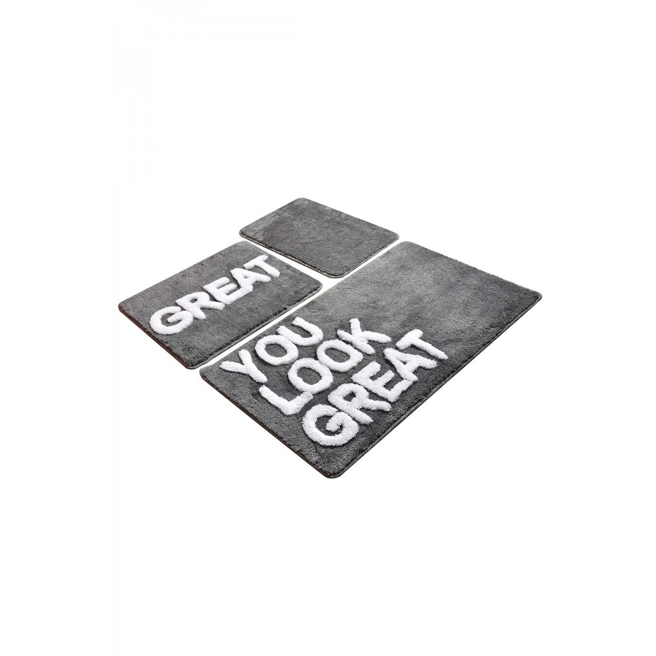 Set 3 covorase baie acril 60x100cm, 50x60 cm, 40x60 cm, Alessia Home, Great Gri