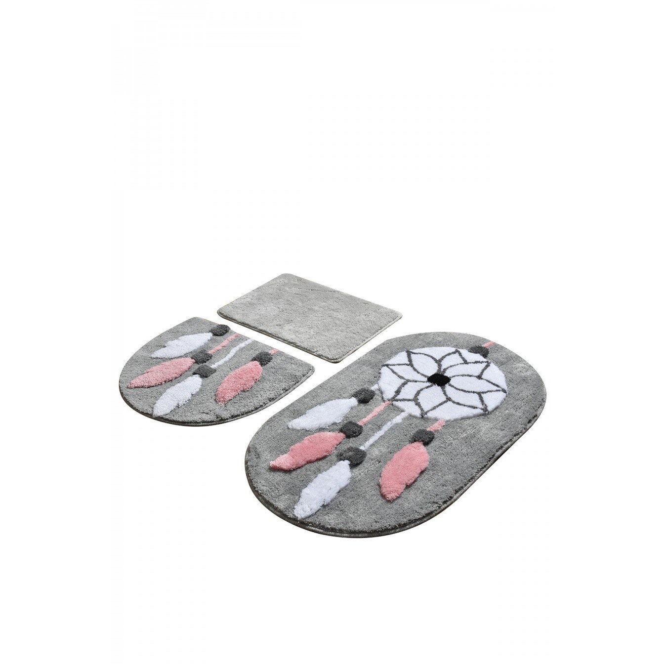 Set 3 covorase baie 60x100cm, 50x60 cm, 40x60 cm, Alessia Home, Ruya Gri