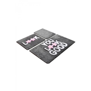 Set 3 covorase baie 60x100cm, 50x60 cm, 40x60 cm, Alessia Home, Look Gri Set 3 covorase baie 60x100cm, 50x60 cm, 40x60 cm, Alessia Home, Look Gri