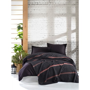 Cuvertura subtire pentru 1 persoana, 180 x 220 cm, Eponj Home, Cizgili Negru Cuvertura subtire pentru 1 persoana, 180 x 220 cm, Eponj Home, Cizgili Negru