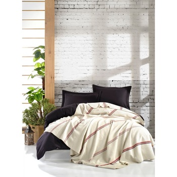 Cuvertura subtire pentru 1 persoana, 180 x 220 cm, Eponj Home, Cizgili Crem Cuvertura subtire pentru 1 persoana, 180 x 220 cm, Eponj Home, Cizgili Crem