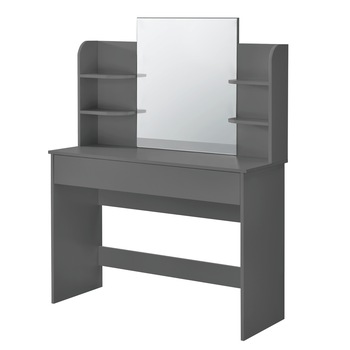 Masuta toaleta Eda DG, en.casa, 139,5 x 108 x 40 cm, PAL melaminat, gri inchis, cu oglinda Masuta toaleta Eda DG, en.casa, 139,5 x 108 x 40 cm, PAL melaminat, gri inchis, cu oglinda