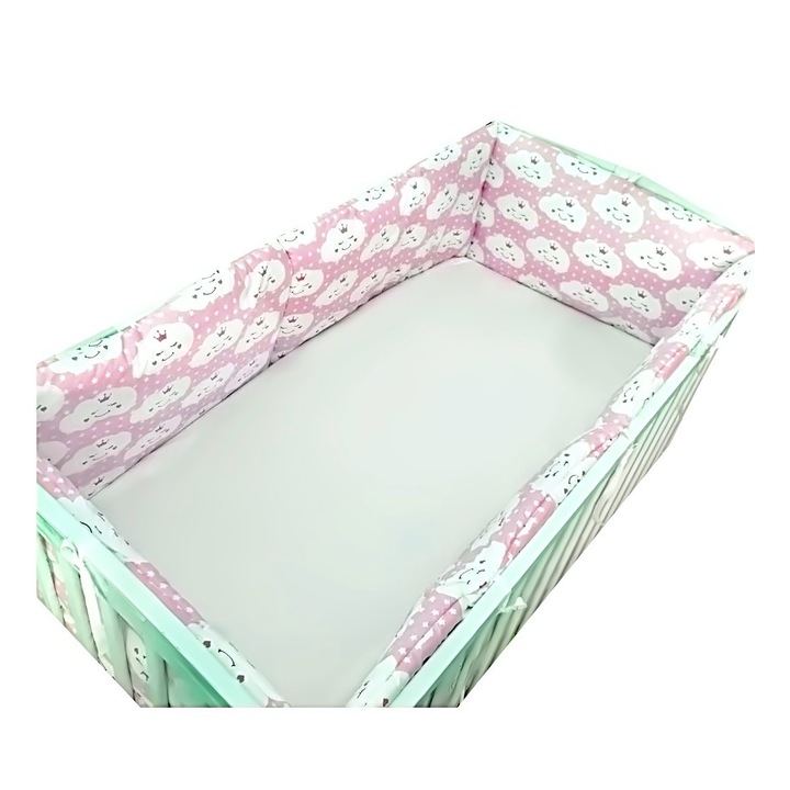 4db bolyhos ágy oldalvédő készlet 120x60 cm h39cm Deseda Norisori Pink