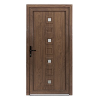 Usa Intrare PVC Lola, 5 camere, 980x2000 mm, alb/nuc, deschidere stanga privit din interior Usa Intrare PVC Lola, 5 camere, 980x2000 mm, alb/nuc, deschidere stanga privit din interior