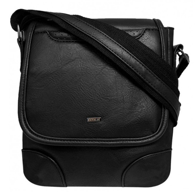 Geanta messenger neagra barbati CAVALDI Fred