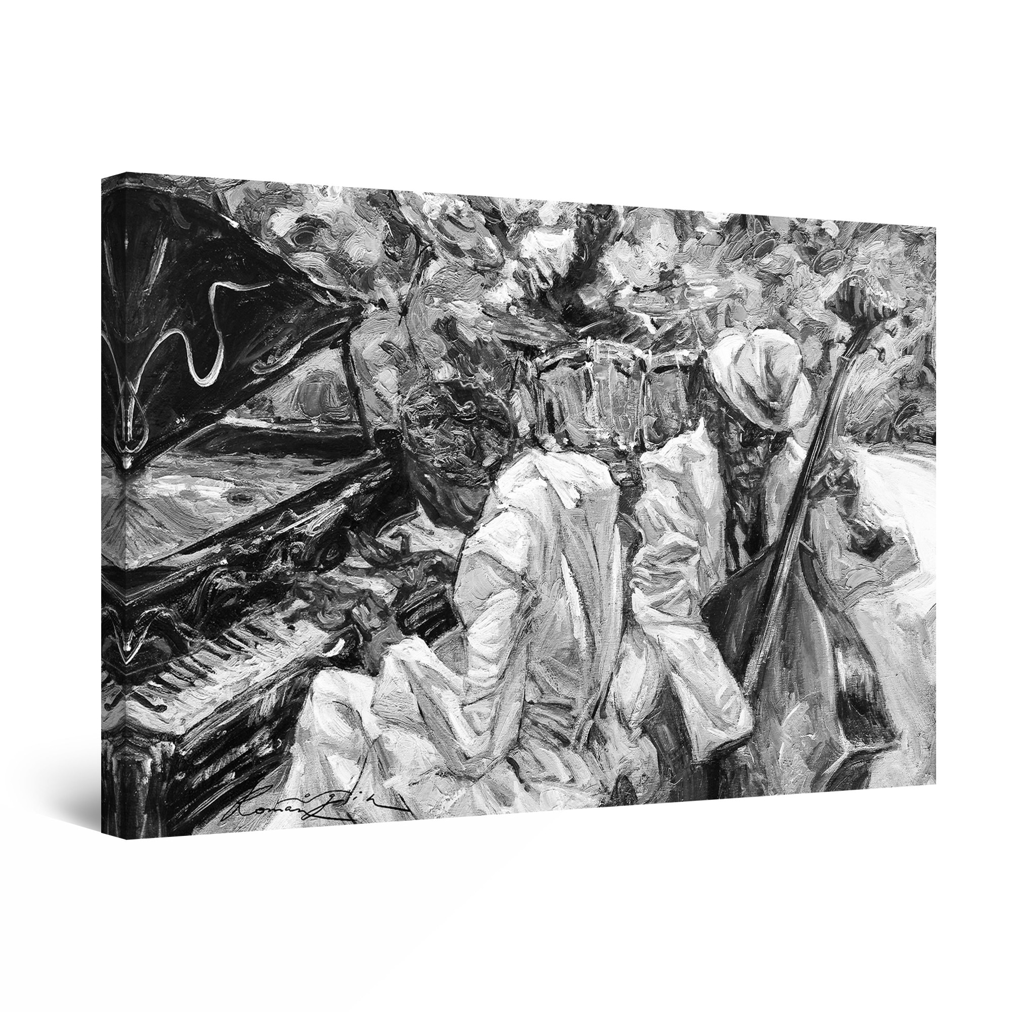 Tablou DualView Startonight Jazz Alb Negru, luminos in intuneric, 60 cm x 40 cm