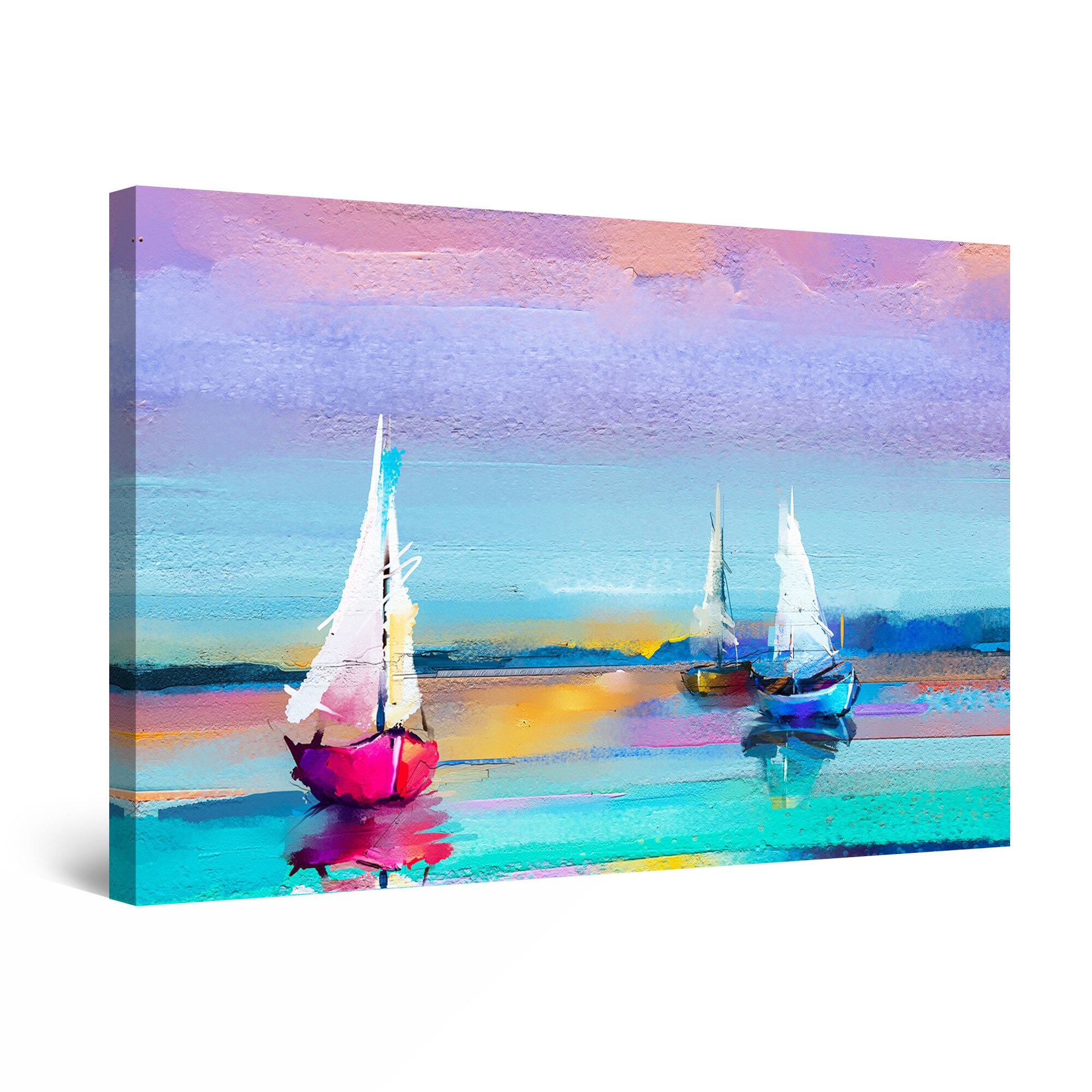 Tablou DualView Startonight Barci Colorate I, luminos in intuneric, 60 cm x 40 cm