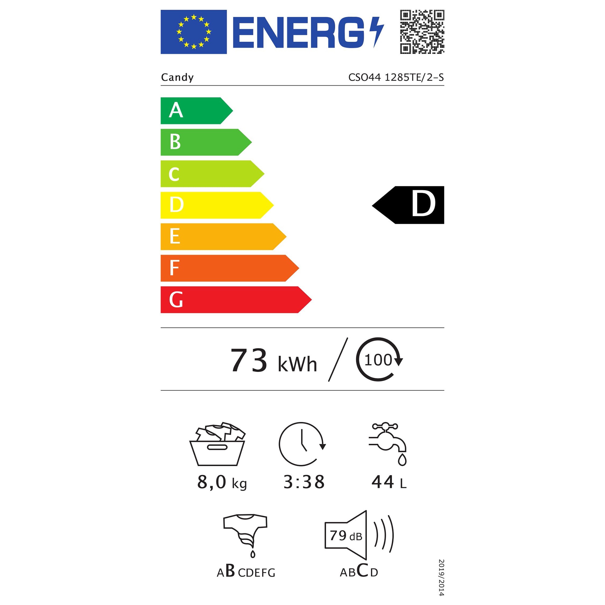 Masina de spalat rufe Slim Candy CSO44 1285TE, 8 kg, 1200 RPM, Clasa D, Wi-Fi, Bluetooth, Active Motion Systems, Alb