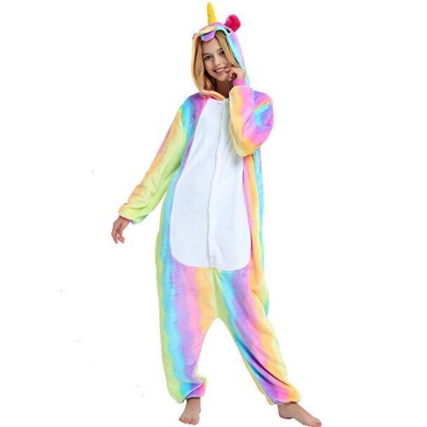 Pijama intreaga, KINGURUMI, dama Rainbow Unicorn, ONESIE, pufoasa, XS-S