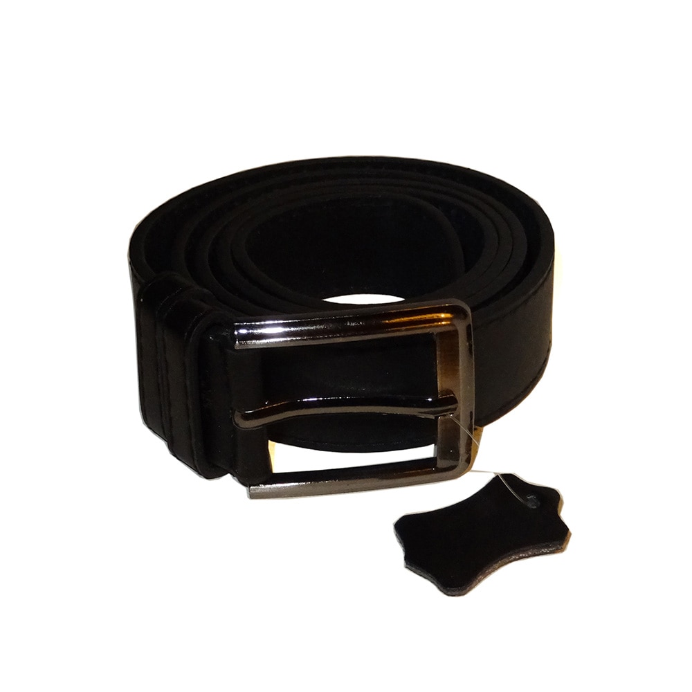 Curea din piele neagra cu catarama si cusatura