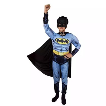 Costum carnaval Batman cu muschi pentru copii, S, 95-110cm 3-5 ani Costum carnaval Batman cu muschi pentru copii, S, 95-110cm 3-5 ani