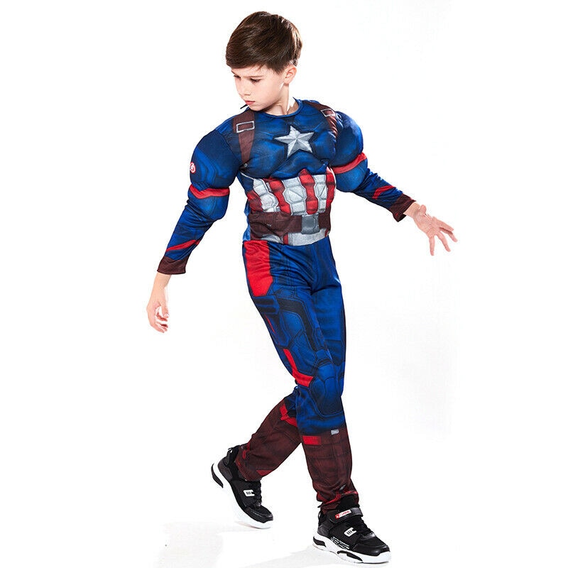 filter Recreatie infrastructuur Costum carnaval Captain America cu muschi pentru copii, L (120-130 ), 7-9  ani, cu masca inclusa - eMAG.ro