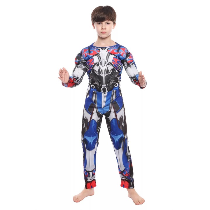 Costum carnaval Optimus Prime cu muschi pentru copii, L, (120-130cm ), 7-9ani