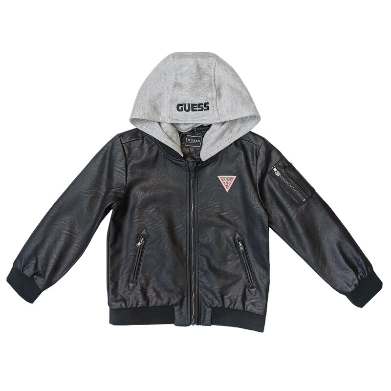 Geaca ecopiele baieti Guess Kids, negru